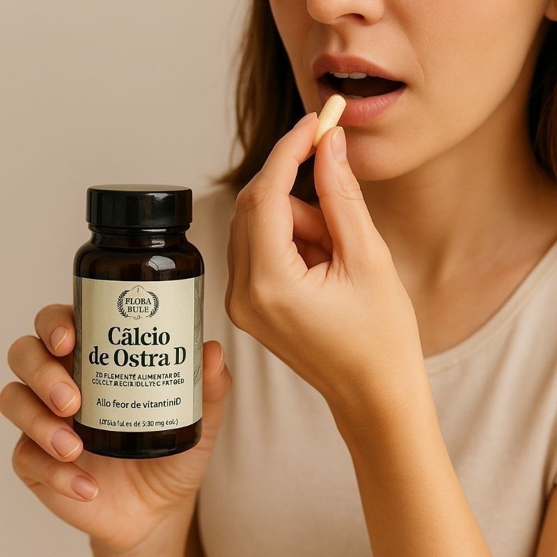 Cálcio de Ostra + Vitamina D 500mg – 60 Cápsulas | Flora Pura