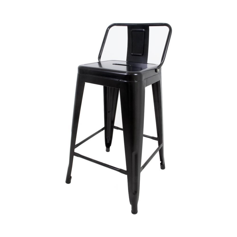 Banqueta Média Com Encosto Para Cozinha Bar Bancada Balcão Tolix Iron Industrial Preto