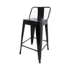Banqueta Média Com Encosto Para Cozinha Bar Bancada Balcão Tolix Iron Industrial Preto