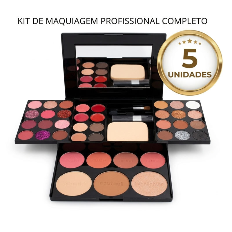 Kit 5 Maletas de Maquiagem Profissional Sarah's Beauty Joy S6382 Tudo em 1 Portátil