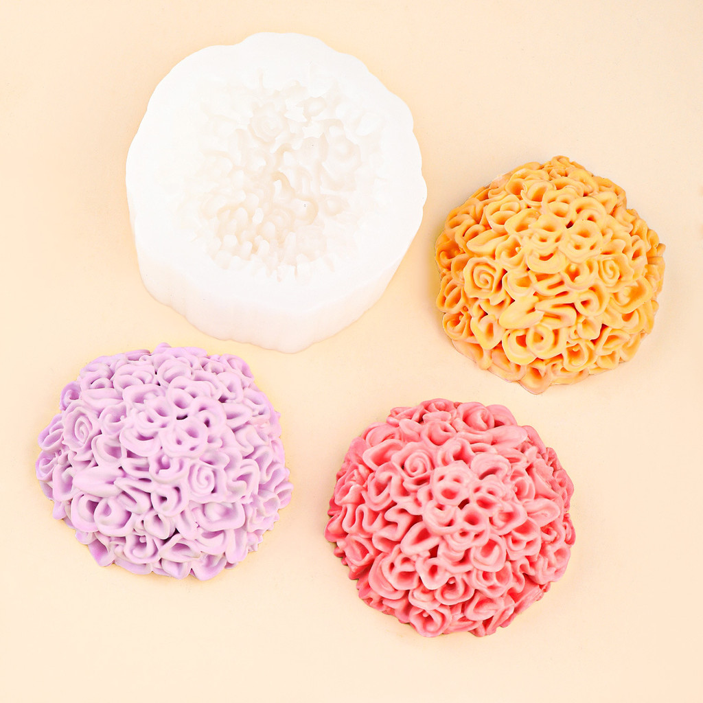 Molde De Silicone De Bola De Rosa De Calêndula , Faça Você Mesmo De Qualidade Alimentar Para Decoração De Gesso De Vela