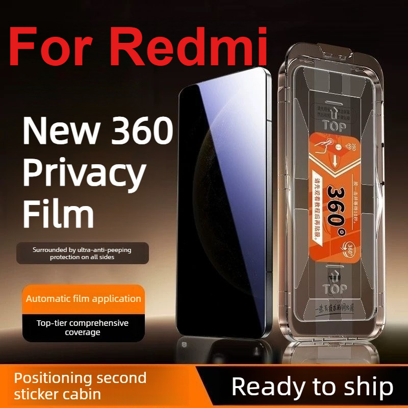 360 ° Vidro Temperado De Privacidade Para Redmi Turbo 5 Max 4 Pro 3 K40s K40 + Anti-Espião Capa Completa Fácil Instalaçã
