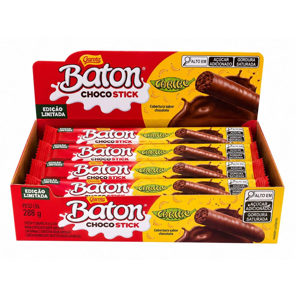 Chocolate Baton Choco Stick Caribe Com 12 Unidades De 24g