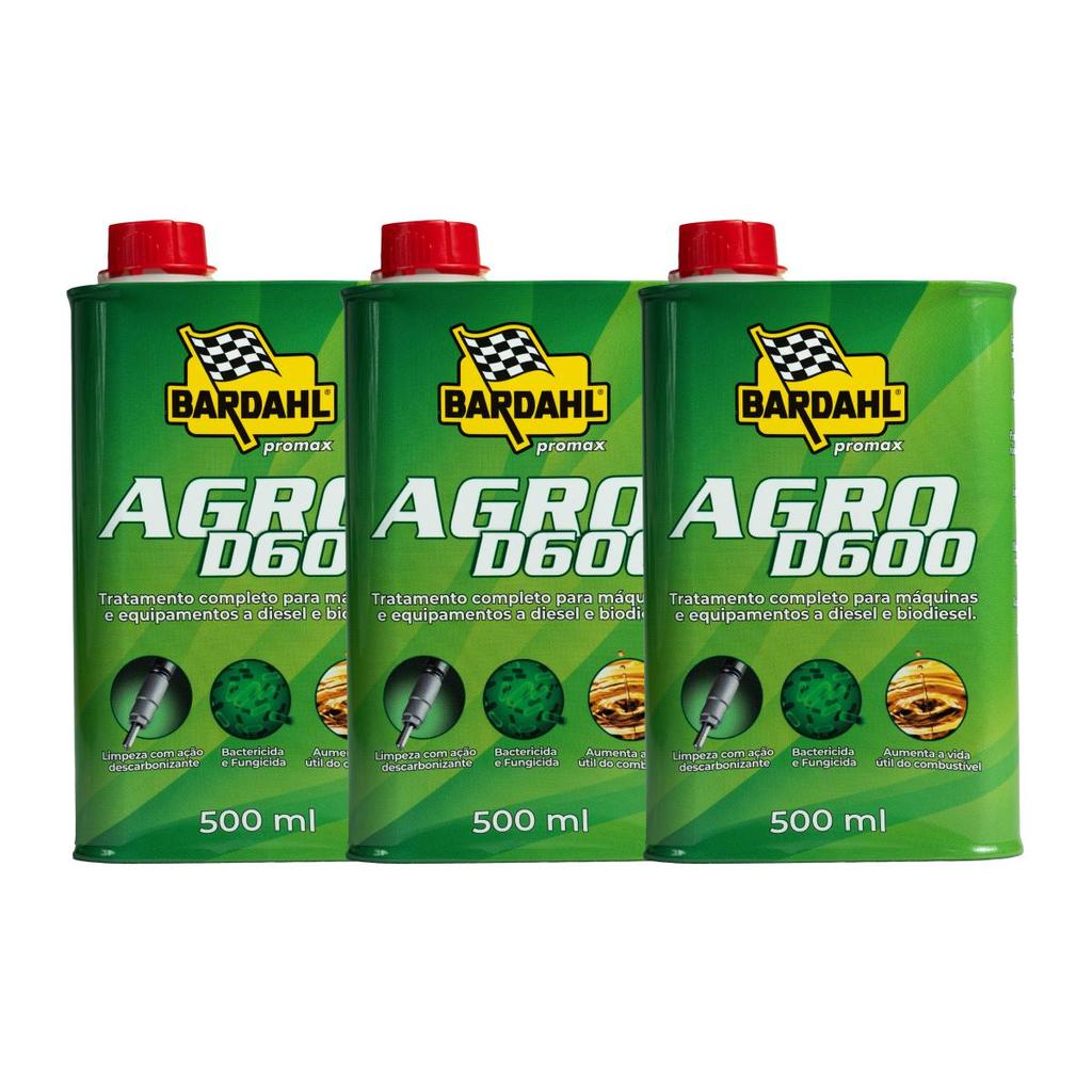 Aditivo Diesel Agro Bardahl D600 500ml Kit 3 Un.