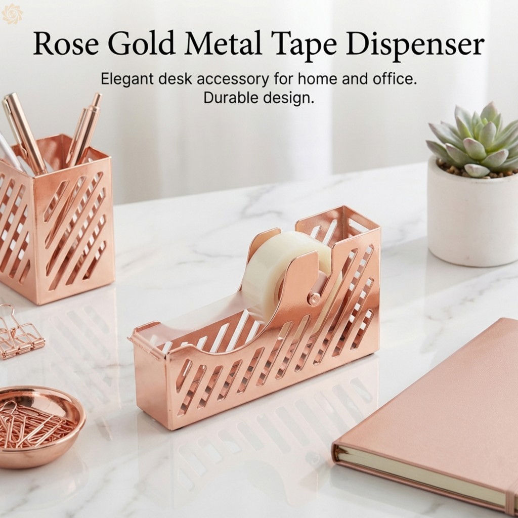 Dispensador De Fita Acrílica Rosa-Ouro Papelaria De Mesa De Escritório Com Base Antiderrapante