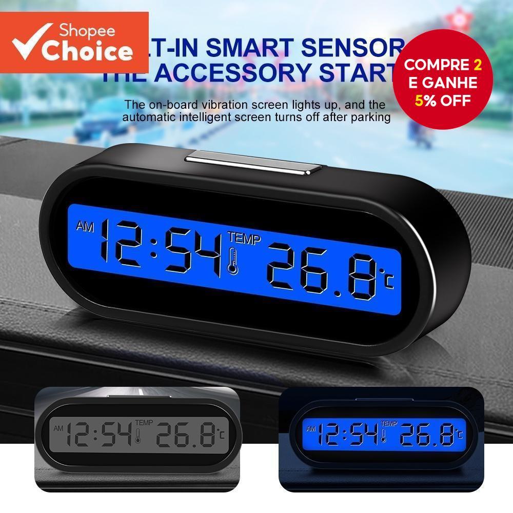 Relógio Digital Para Carro De Tempo 2 Em 1 Relógios Automáticos Luminosos LCD Backlight Display Acessórios De Estilo De