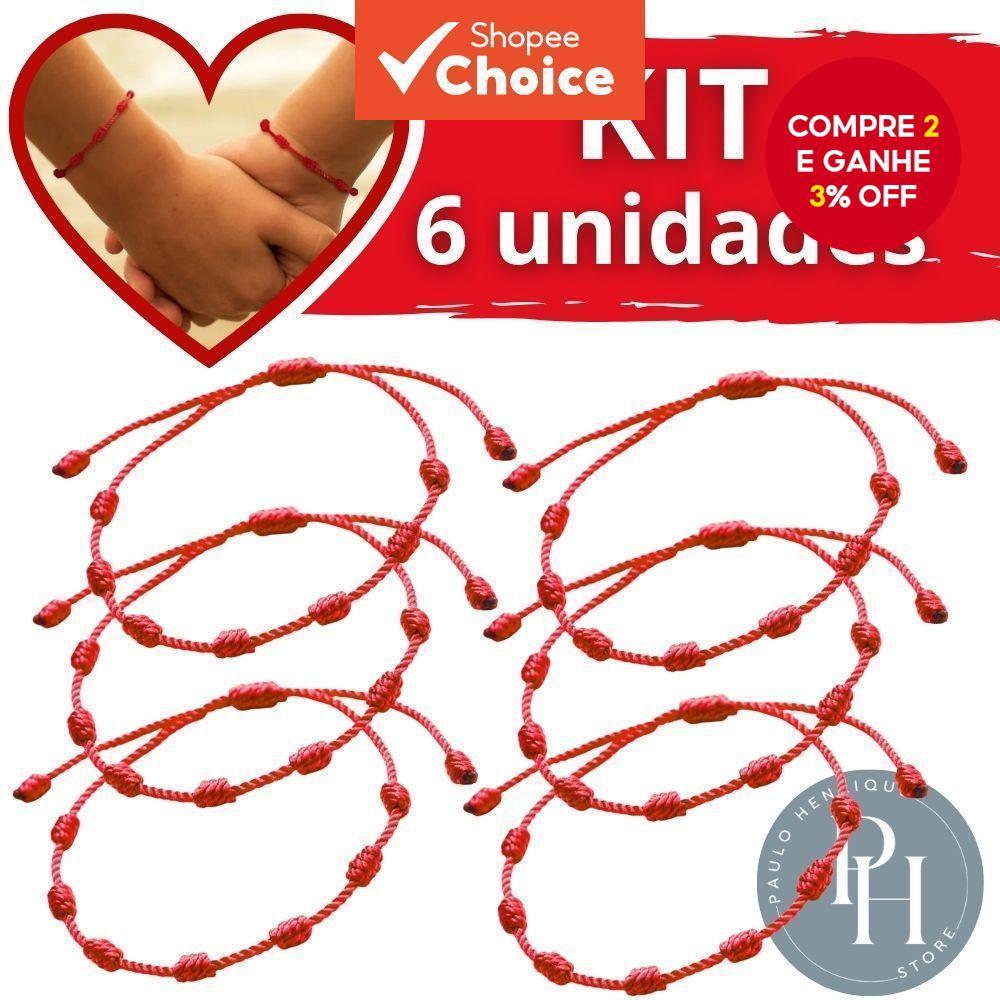 Conjunto de Pulseiras de Corda Vermelha da Cabala com 6 unidades, 7 nós, Proteção contra Olho Gordo, Presente de Joias