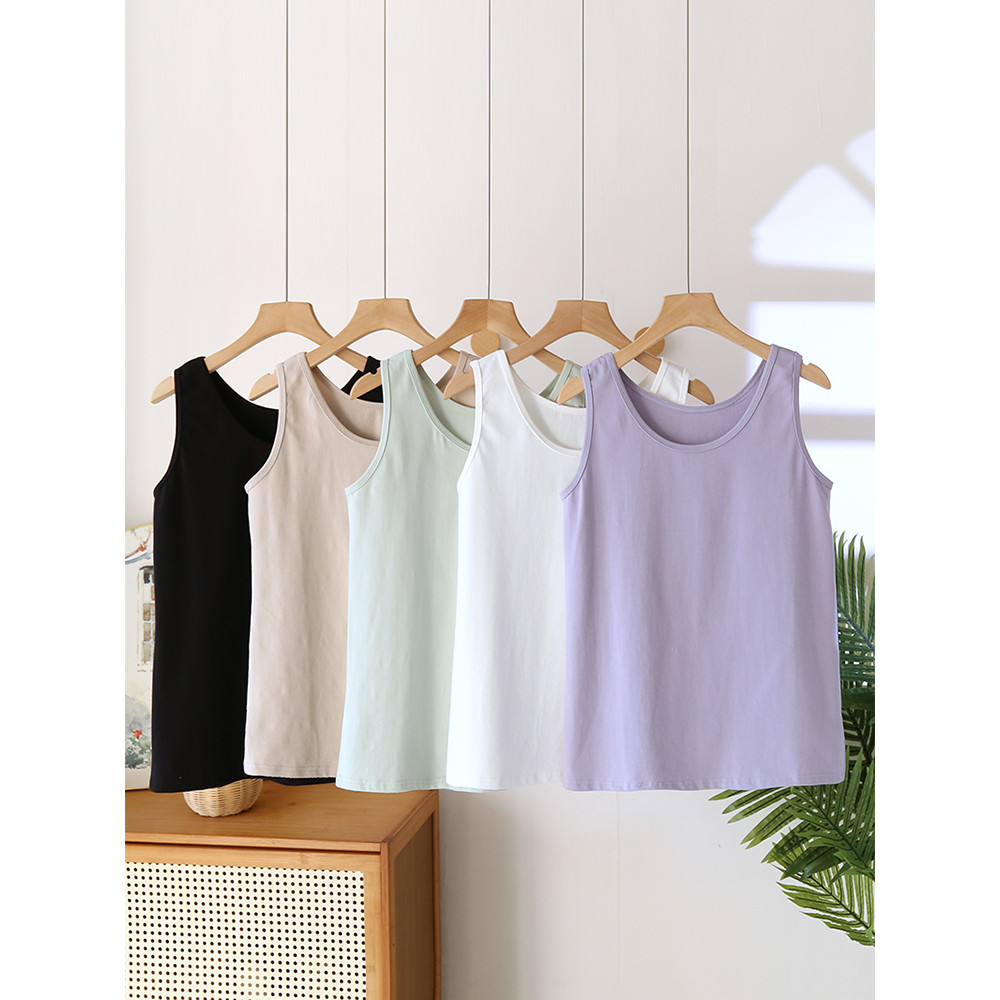 Colete feminino de algodão Lycra puro algodão estilingue camisa de fundo sem mangas puro algodão estilo fino verão inter