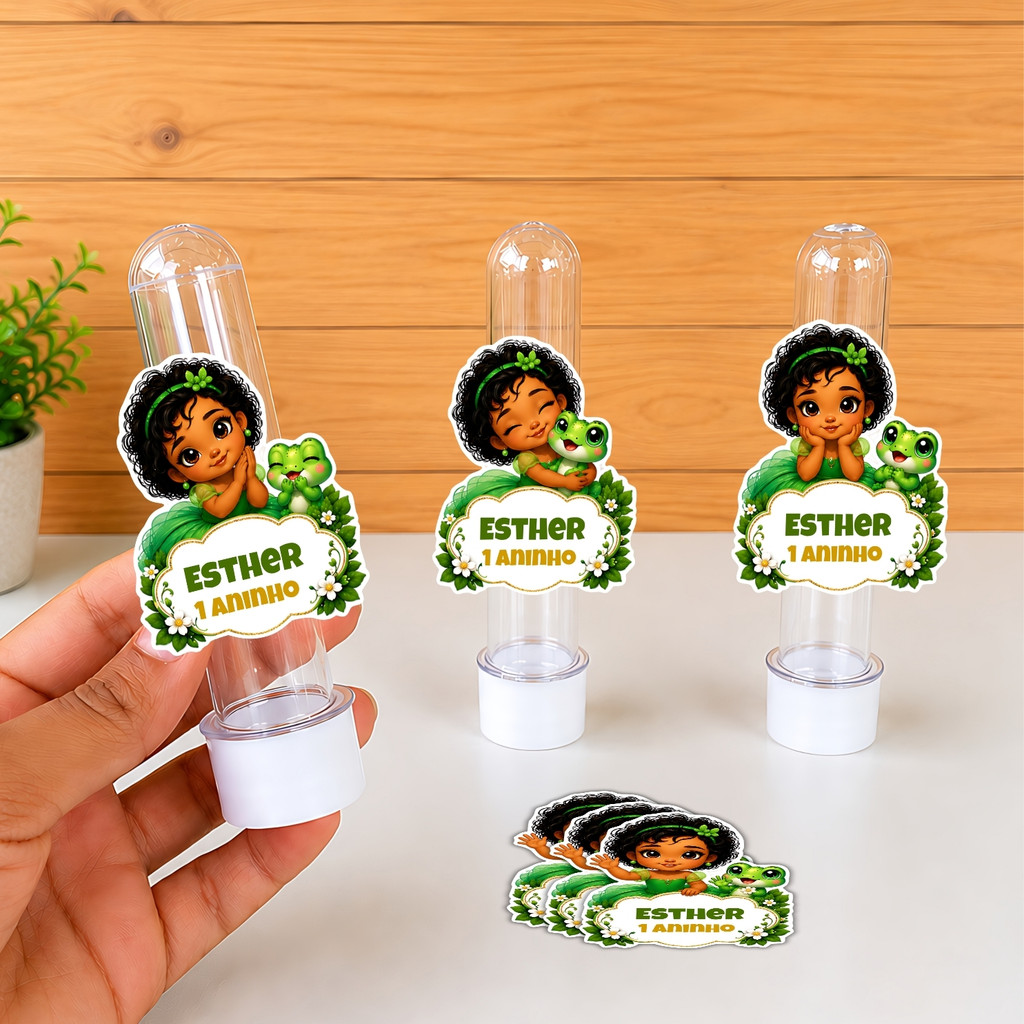 Apliques Princesa e o Sapo Baby Tiana Personalizados Para Tubetes e Lembrancinhas