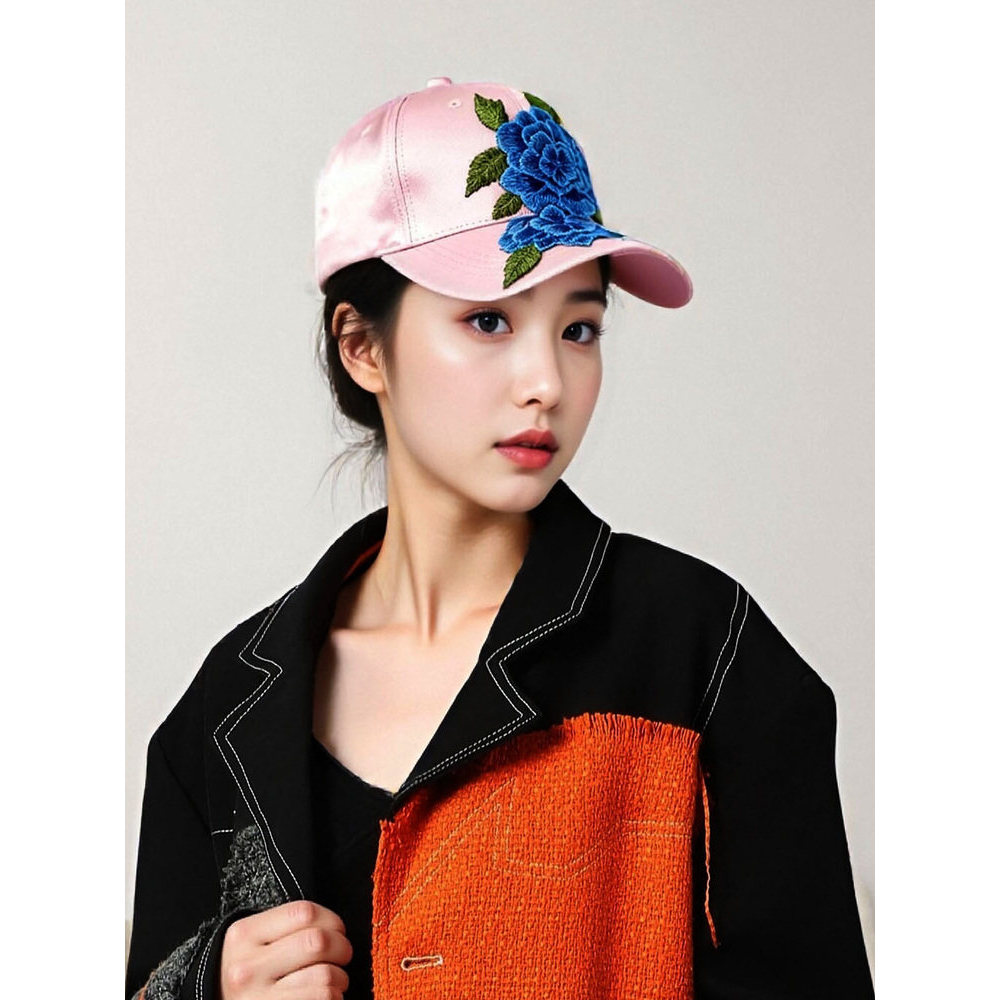 Mercerizado boné feminino 2025 novo estilo verão estilo étnico moda na moda artesanal flor pára-sol boné de beisebol All