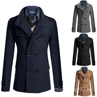 Sobretudo De Inverno Masculino Longo Corta-Vento Casaco Justo .