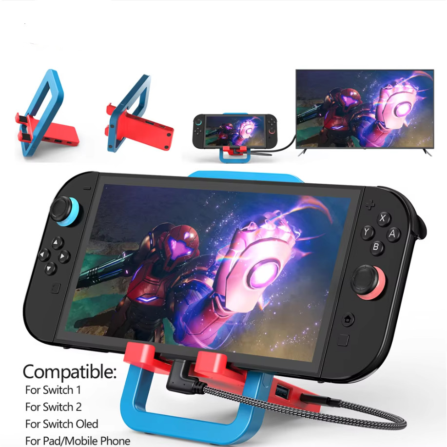 Estação De Acoplamento De TV Dobrável Para Nintendo Switch 1/2/OLED Suporte Com Adaptador HDMI 4K 60hz PD Tipo-C Hub USB