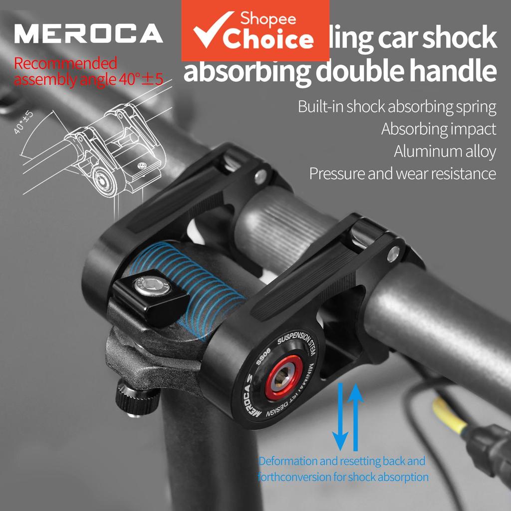 MEROCA Haste de Guidão Oca com Suspensão Dupla para Bicicleta Dobrável, Extensor Modificado para 412 SP18 P8