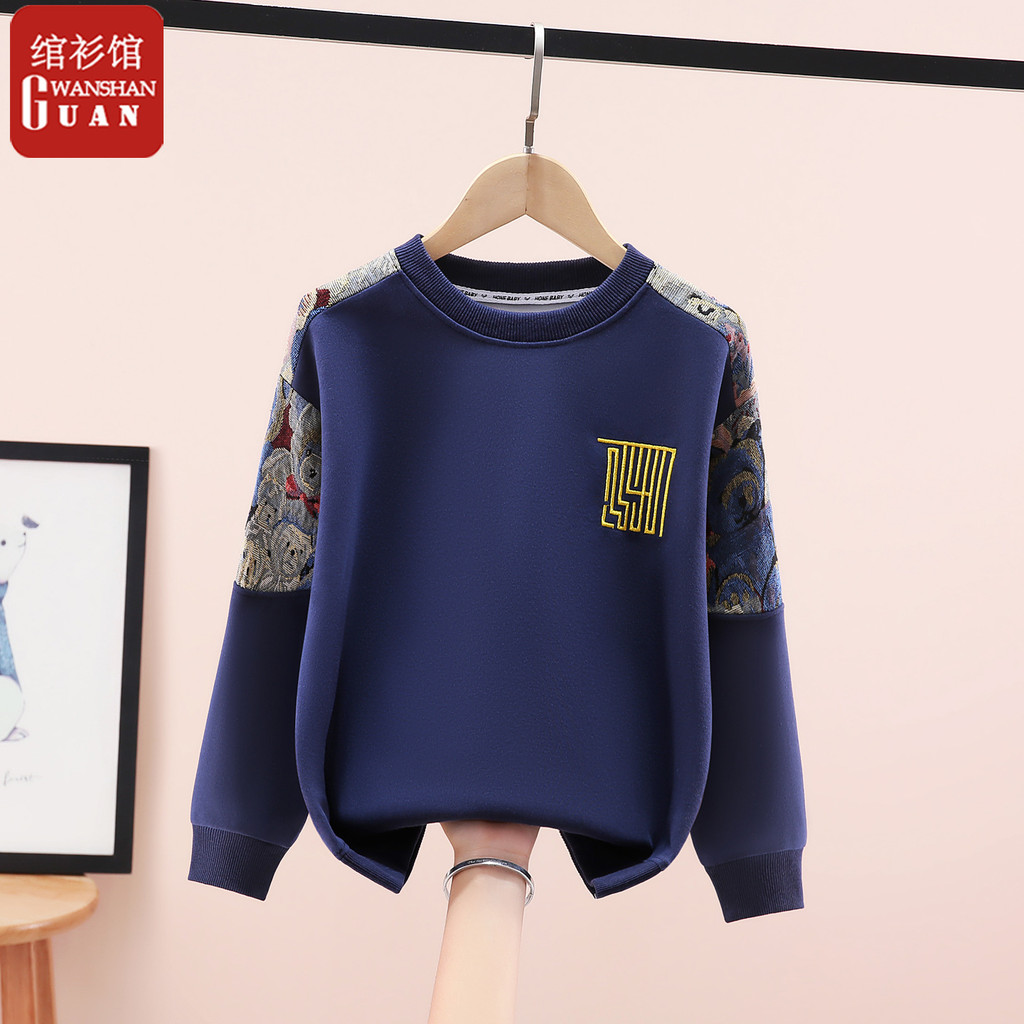 Meninos primavera crianças bordado moletom terno de manga comprida camiseta calças médio grandes meninos bonito novo est
