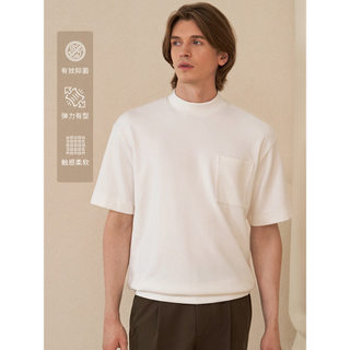 Aojia camiseta roupas masculinas 24 nova respirável gola alta confortável pele-amigável antibacteriano Casual branco int