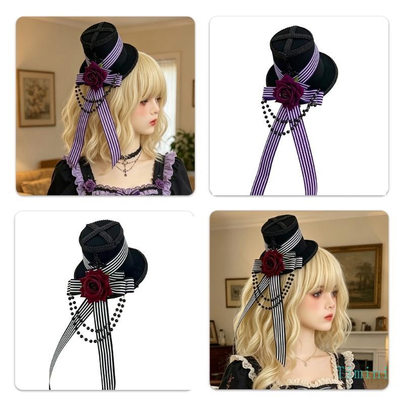 timini Elegante Coroado Chapéu Hairpin Resina Cocar Barrette Ideal Para O Dia Das Bruxas E Evento Temático
