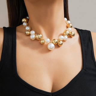 Jóias colar de pérolas luz luxo francês Retro imitação pérola colar feminino Punk elegante colar de pérolas
