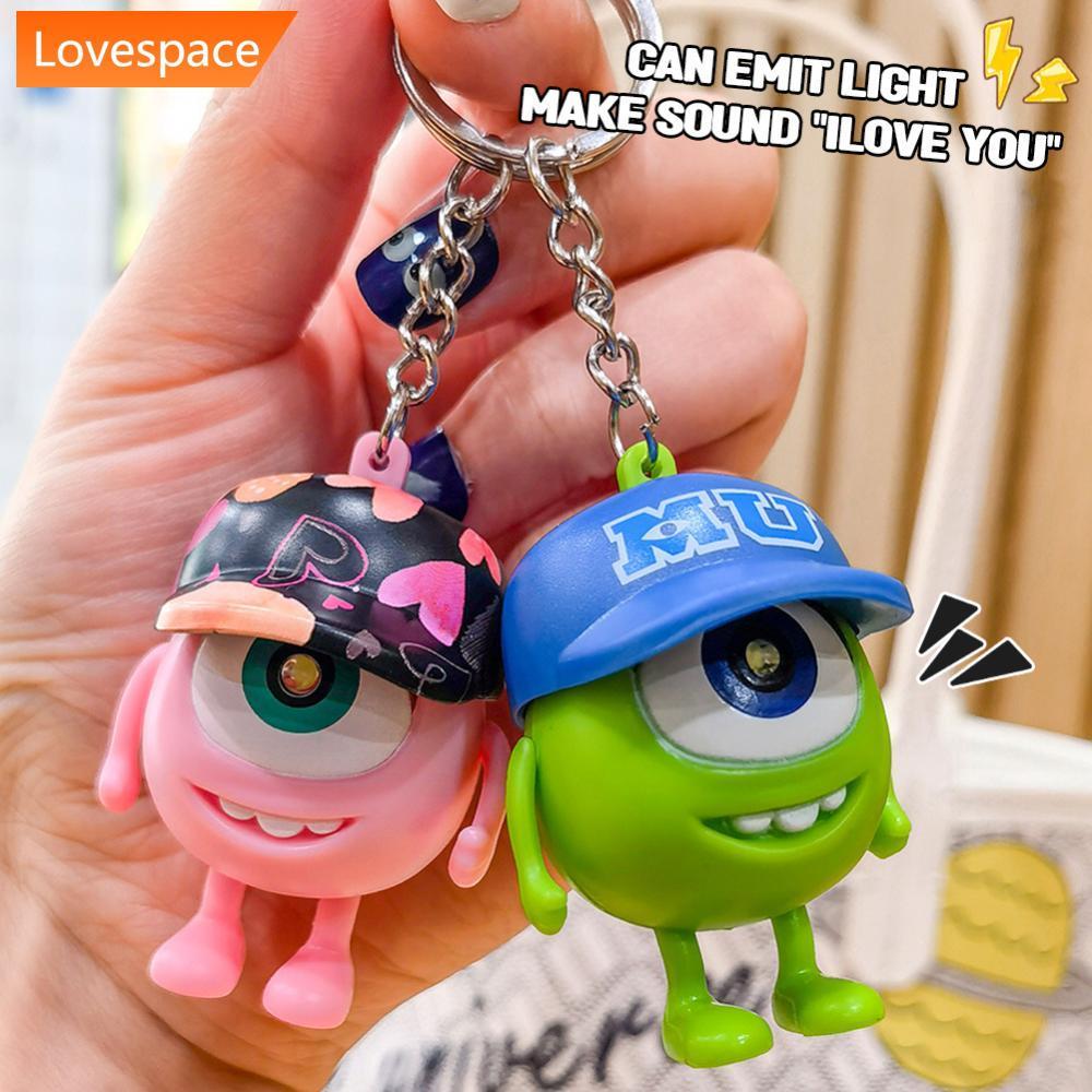LS-STORE Diga Que Eu Te Amo Som Chaveiro Com Luz LED Dos Desenhos Animados Mochila Decoração Pingente Bonecas Casal Pres