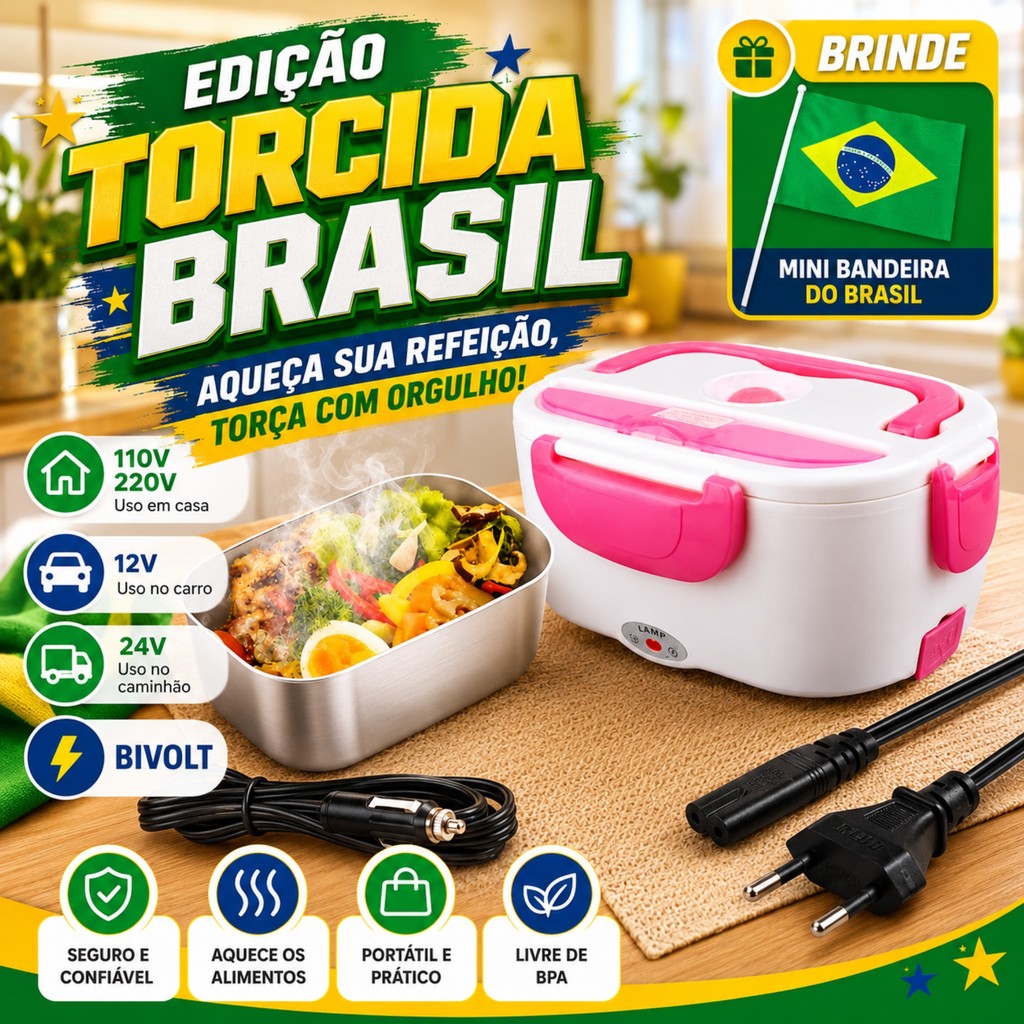 Marmita Elétrica Portátil Para Carro Caminhão Casa Bivolt 12V 24V 110V 220V
