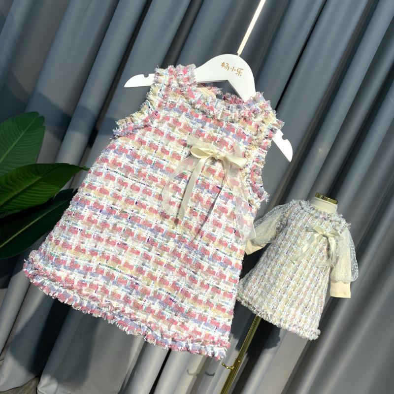 2026 primavera meninas estilo ocidental vestido bebê vestido de princesa crianças menina saia de manga comprida estilo X