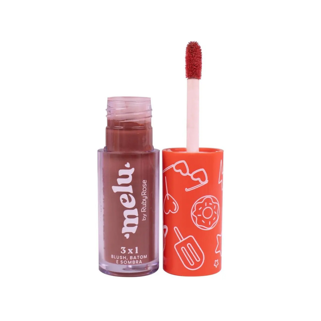 BATOM BLUSH E SOMBRA 3 EM 1 LONGA DURAÇÃO MELU RUBY ROSE