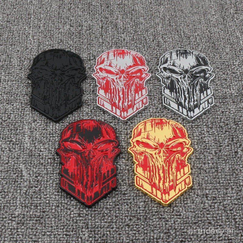 Novo Adesivo Decorativo Personalizado 3D de Metal com Crânio do Punisher para Carro e Moto, Emblema Modificado, Adesivo