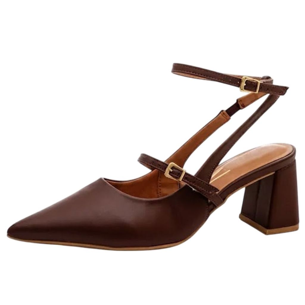 Sapato Scarpin Feminino Slingback Bico Fino Salto Vizzano