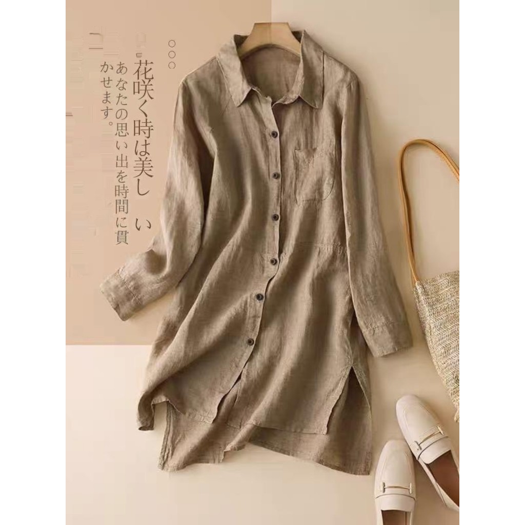 High-End comércio exterior pedido Original exportação primavera camisa de linho de algodão de manga comprida tamanho gra