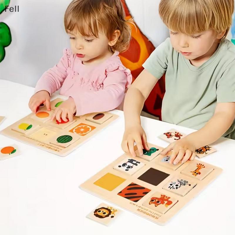 [Fel] Pensamento Lógico De Madeira Correspondente Quebra-Cabeça Placa Cognitiva Montessori Auxílio De Ensino Frutas Anim