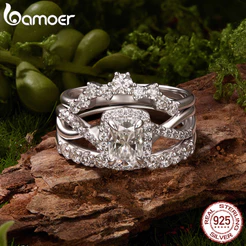 Anel De Prata Esterlina 925 Bamoer Série Moissanite Joias De Noivado Presentes Para Mulheres MSR1