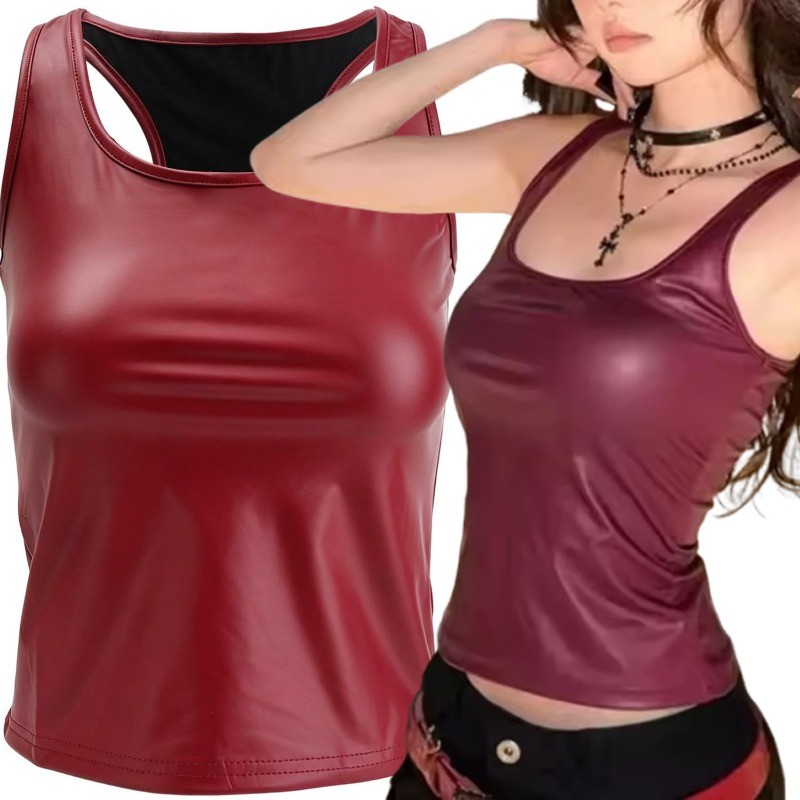 Colete Americano Sexy Com Gola Quadrada Vermelha – Camisola De Férias Na Praia Y2K Regata Emagrecedora De Cor Sólida Fem