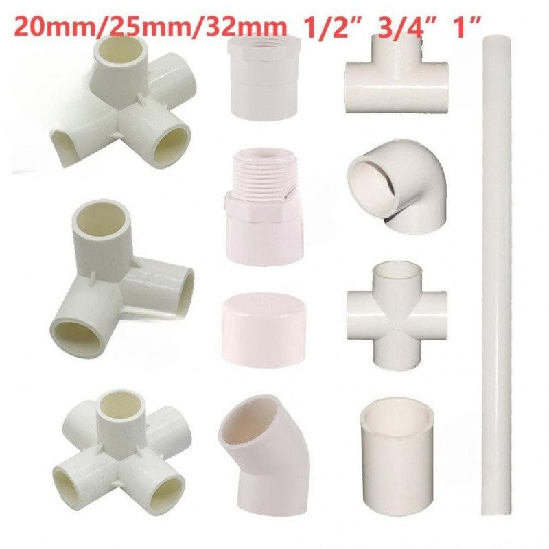 Conector de PVC Diâmetro Interno 20mm/25mm/32mm Tubo Reto Curva Tê Cruz 1/2" 3/4" 1" Conexão de Polietileno Ac 4JRO