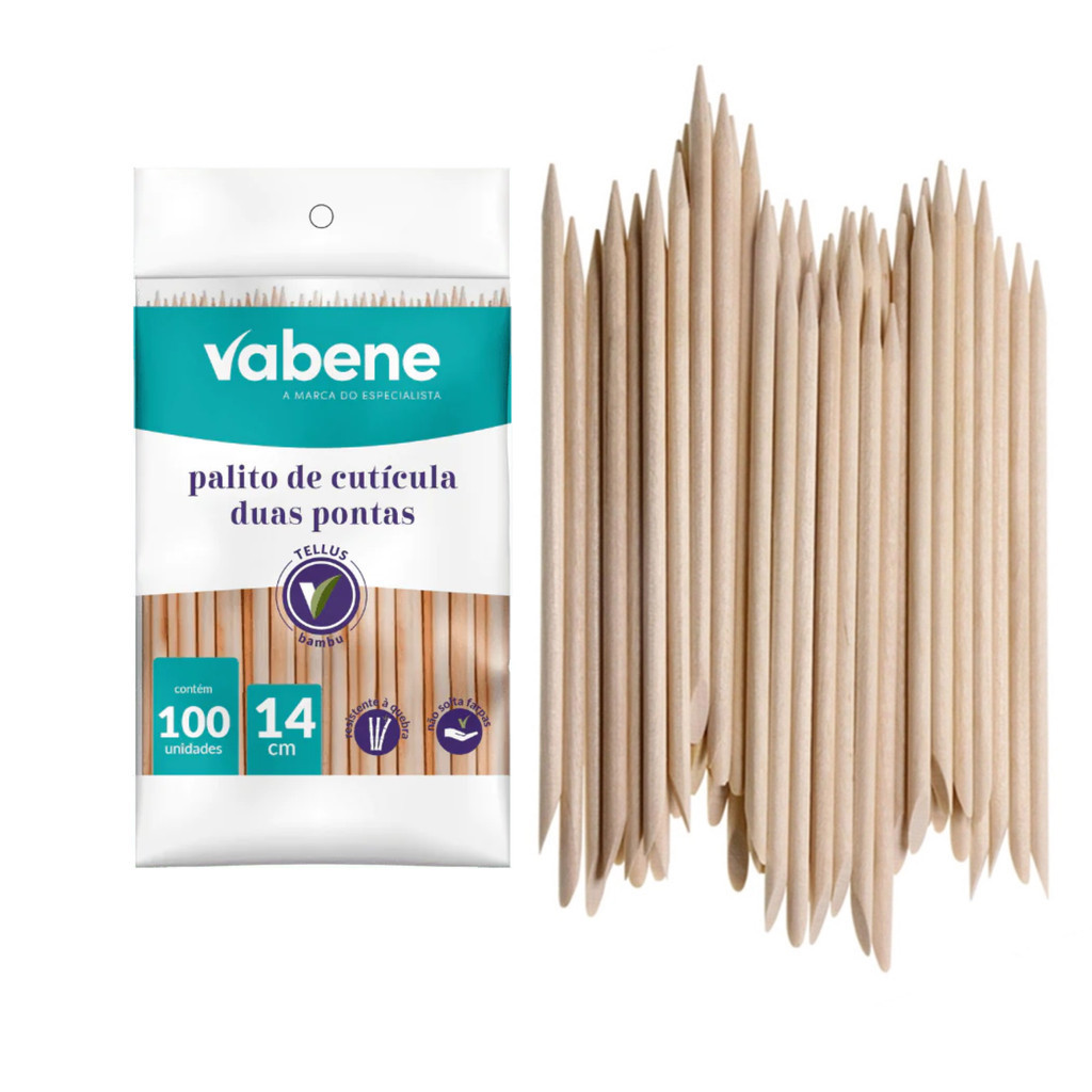 Palito de Manicure Vabene 2 Pontas – 100 Unidades