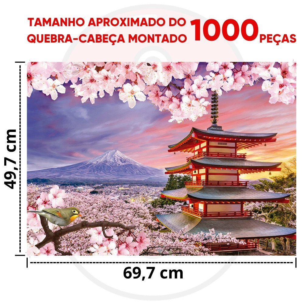 QUEBRA CABEÇA MONTE FUJI 1000 PEÇAS GROW PUZZLE PAISAGEM PONTO TURÍSTICO JAPÃO QUADRO ÁSIA FLORES · foto 2