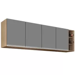Armário Aéreo Nevada com Nicho 180cm 4 Portas Castanho/Cinza - Lumil
