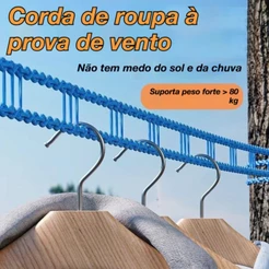 Corda de varal nylon 10M antiderrapante para cabides tamanho ajustável metros fácil instalação gancho