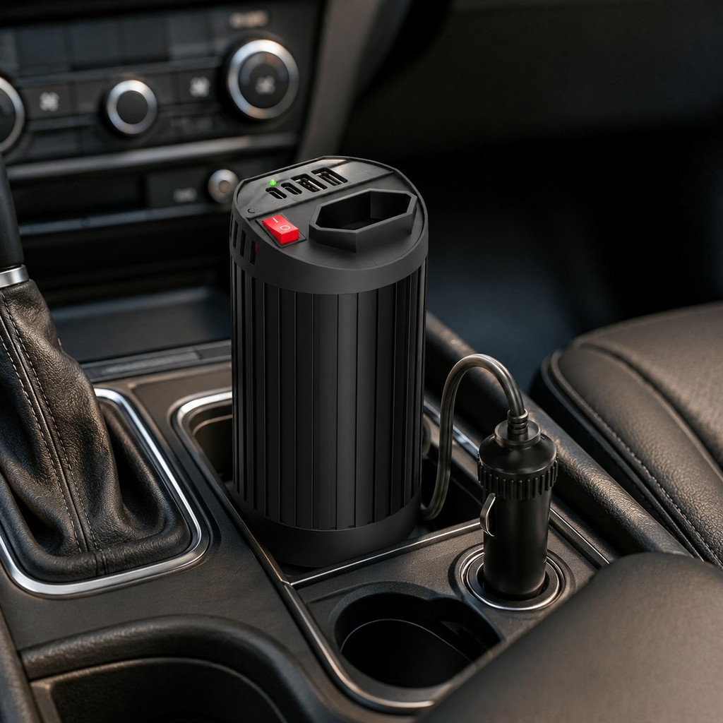 Inversor Automotivo 200W 12V com Tomada 3 Pinos USB Tipo C Baixo Ruído Seguro VPL-3603