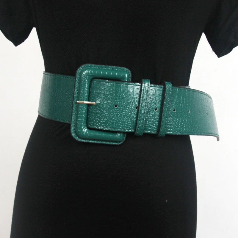 Simples padrão de cobra preto cinto largo decoração feminina com saia vestido Ultra largo cinto de moda versão coreana n
