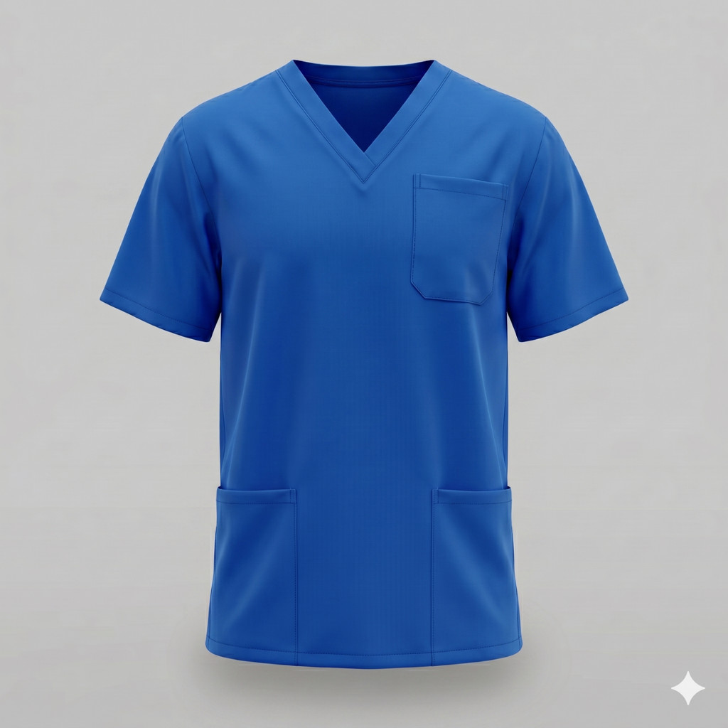 Camisa Scrub Masculina Azul Royal Queima de Estoque Profissional Enfermagem Hospital Clínica Saúde Últimas Unidades