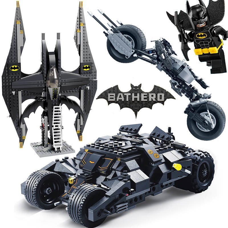 Blocos de Montar Compatíveis com Lego, Moto Montada do Batman, Brinquedo para Meninos, Presente de Aniversário