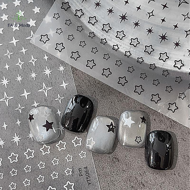 EA & Moda 1 Folha Estrela Arte Do Prego Stier Oco Pentagrama Estrelas Design De Unhas Auto-Adesivo Para Mulheres Meninas