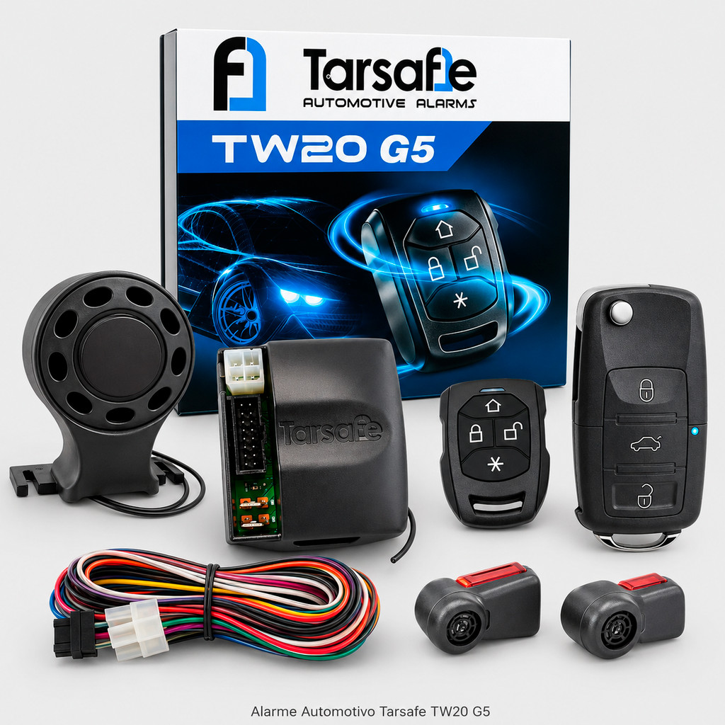 Alarme Automotivo Tarsafe TW20TR3C VW G5 Com 1 Controle E Chave Canivete TR3 Para VW