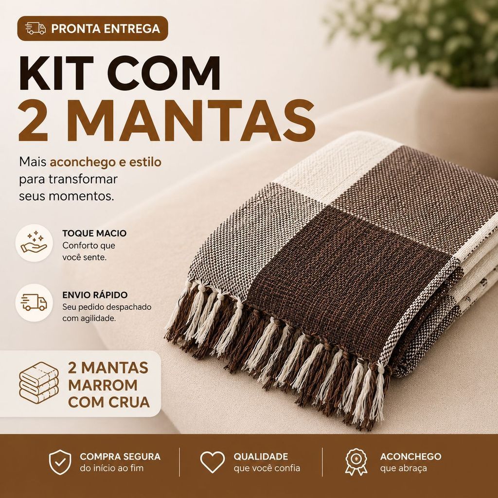 Kit com 2 Manta Para Sofá Cama Gigante Grande Decorativa 2.10x1.20 Luxo barato E Premium