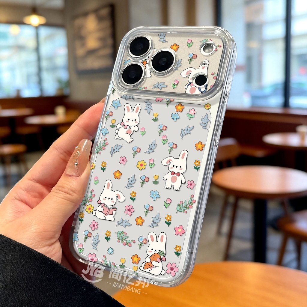 Capa de Coelhinho Fofo com Menina Florzinha para hp Infinix Note 60 Pro Smart 20 Smart 10 Plus Hot 60 60I Tecno Camon 50