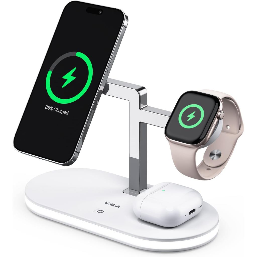 Estação de Carregamento Sem Fio VBA 4 em 1 para Carregador MagSafe da Apple, Sup