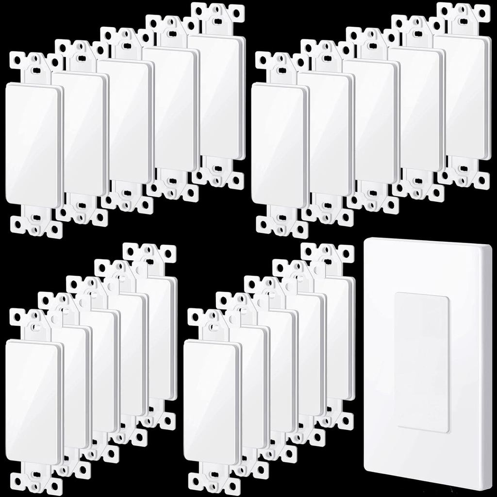 Preboun Blank Wall Switch Insert White Plastic Wall Plate Switch Adapter Cover Thermoplastic Wall Plate Insert with Moun