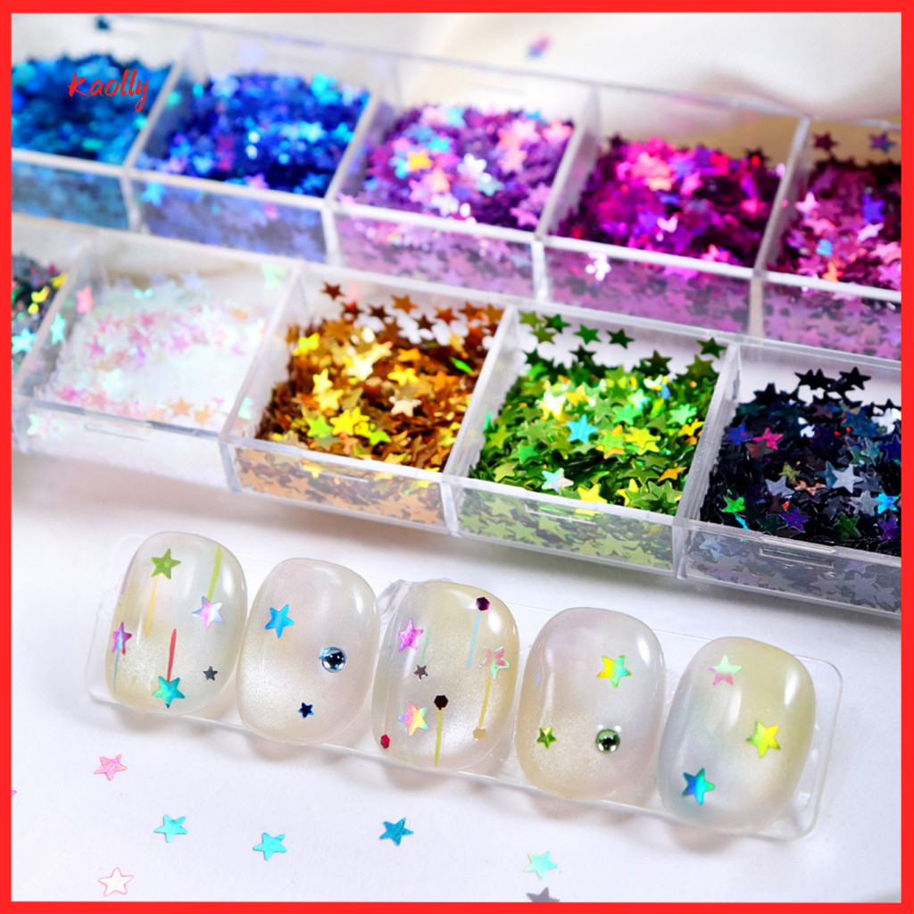 Thin Nail Decorations Star Sequins 12 Grids Art Glitter Foils Diy Manicure Decoration Accessories for Design – Perfect