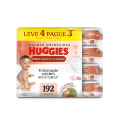 Lenços Umedecidos Huggies Hidratação E Nutrição Contra Assaduras Leve 4 Pague 3 - 192 Unidades