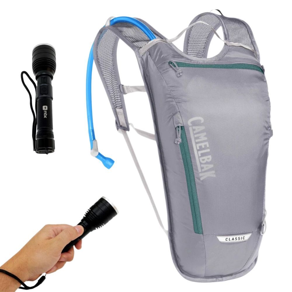 Mochila Hidratação 2l Camelbak + Lanterna Tática 1000lm para Trilhas e Camping