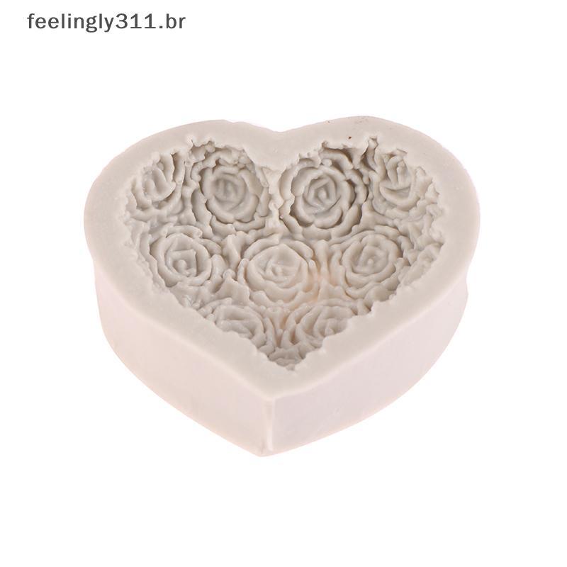 FEELI Coração Rosa Flor Molde De Silicone Para Fondant Chocolate Sabão Vela Artesanato DIY
